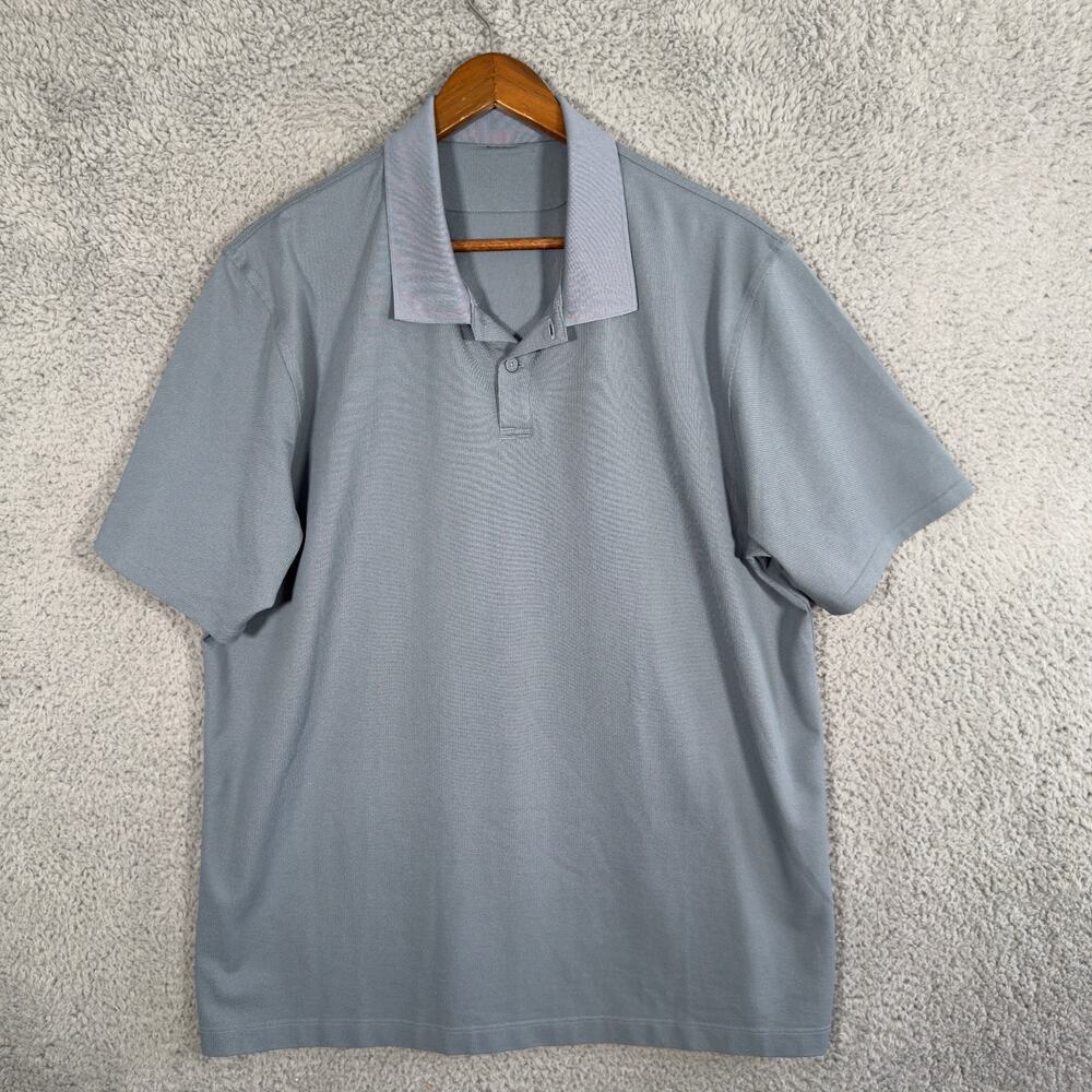 Lululemon Polo Shirt Mens 2XL Blue Short Sleeve Performance Yoga